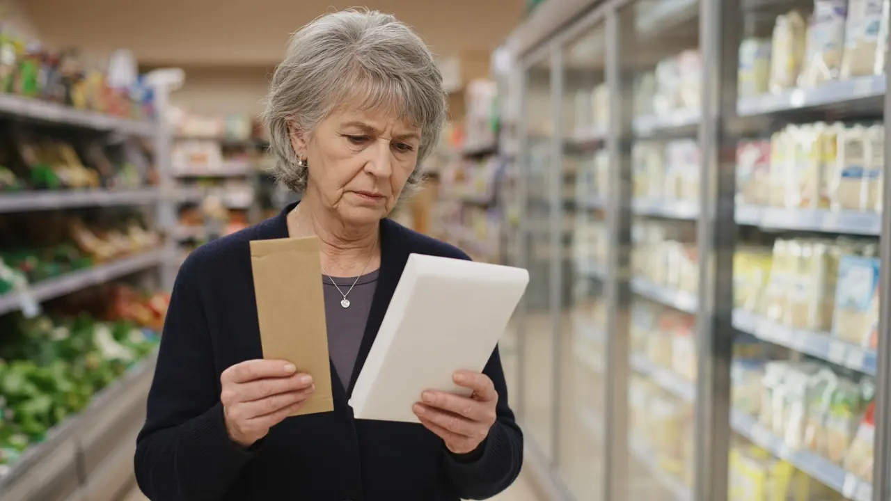 A woman comparing a thin pack and a thick plain pack
