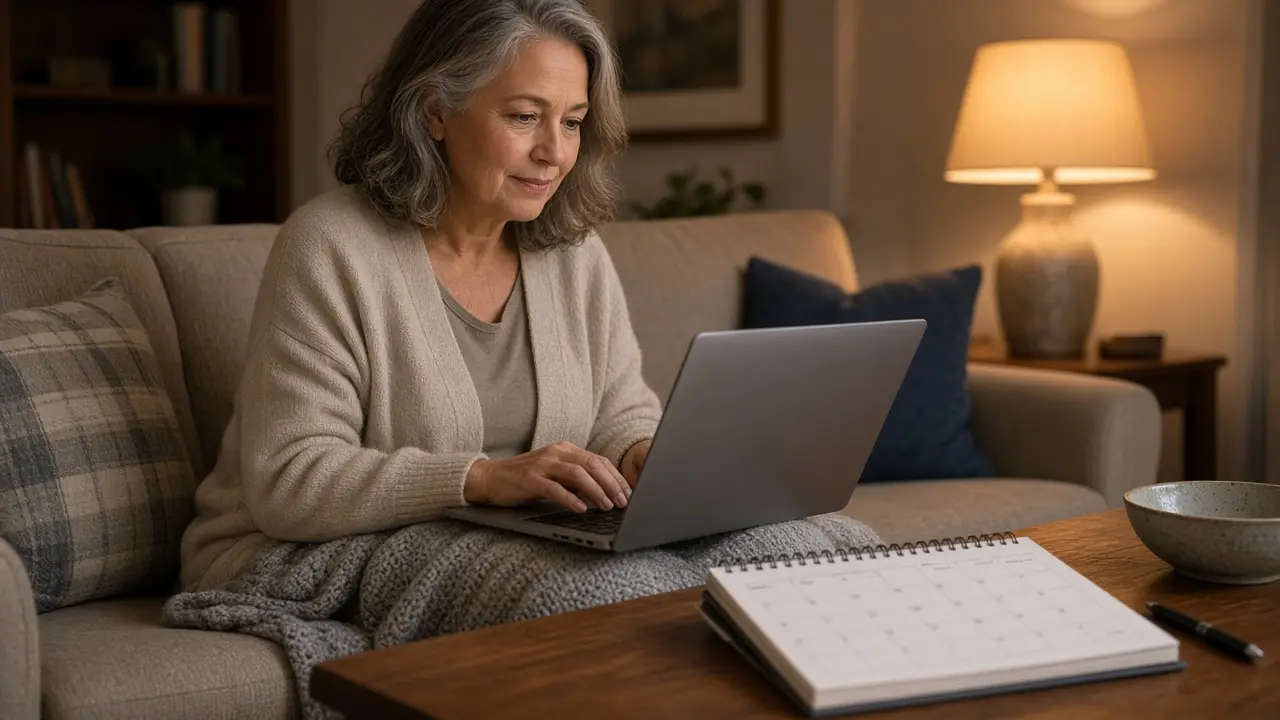 A woman setting a monthly delivery on a laptop