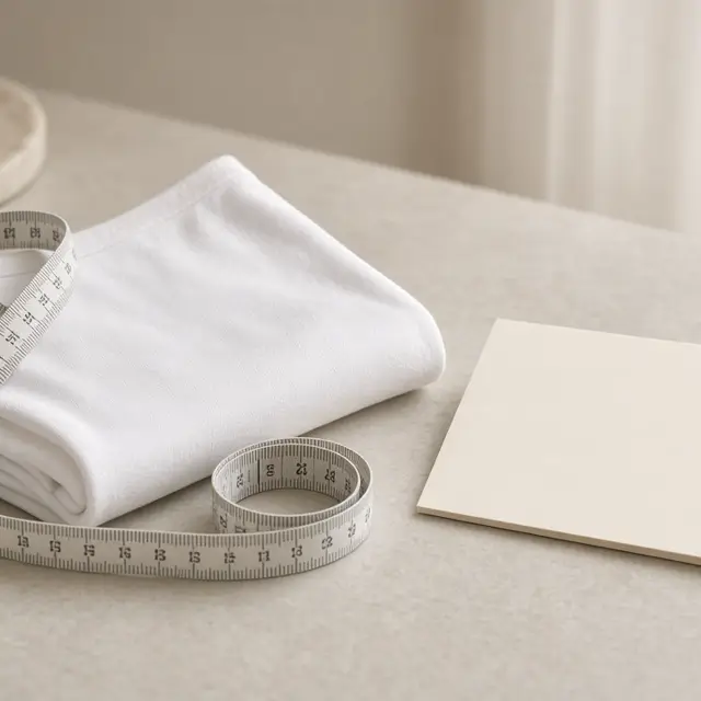 Measuring tape on a folded white brief